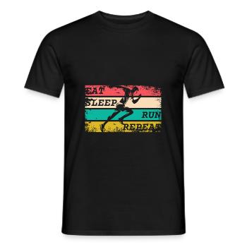 EAT SLEEP RUN REPEAT - Männer T-Shirt - Schwarz - Vorne - AI Model Male 178 light (178cm)