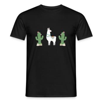 my lovely lama & cactus, weiß - Männer T-Shirt - Schwarz - Vorne - AI Model Male 178 light (178cm)