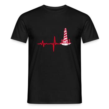 Geschenk Heartbeat Leuchtturm - Männer T-Shirt - Schwarz - Vorne - AI Model Male 178 light (178cm)