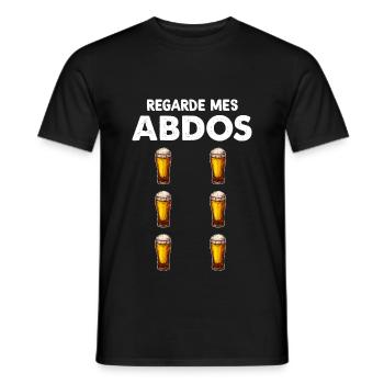 Bière, pression abdos, humour apéro - T-shirt homme - noir - Devant - AI Model Male 178 light (178cm)