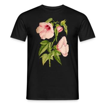 Hibiscus, botanical illustration in vintage style - Men's T-Shirt - black - Front - AI Model Male 178 light (178cm)
