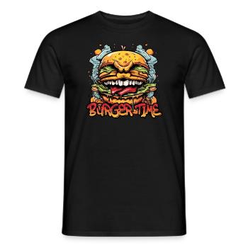 Hamburger - Es ist zeit für Burger - Männer T-Shirt - Schwarz - Vorne - AI Model Male 178 light (178cm)