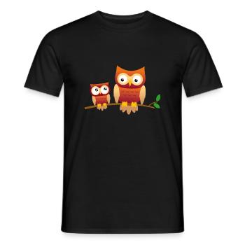 Owl with little owl - Men's T-Shirt - black - Front - AI Model Male 178 light (178cm)