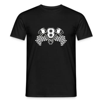 V8 piston with racing flag - Men's T-Shirt - black - Front - AI Model Male 178 light (178cm)