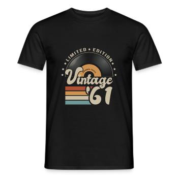 61 Years Vintage 1961 Birthday Gift 61 Years - Men's T-Shirt - black - Front - AI Model Male 178 light (178cm)