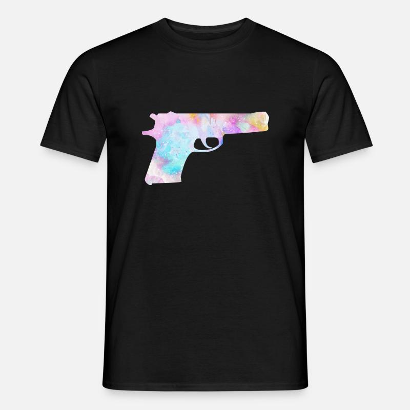 Bunte Waffe Pistole - Männer T-Shirt - Schwarz