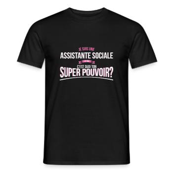 Assistante sociale super pouvoir cadeau - T-shirt homme - noir - Devant - AI Model Male 178 light (178cm)