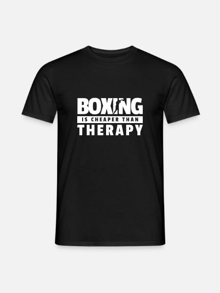 Boxing is cheaper than Therapy Geschenk Boxer - Männer T-Shirt - Schwarz