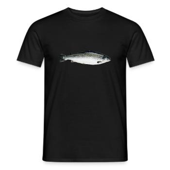 Lachs - Männer T-Shirt - Schwarz - Vorne - AI Model Male 178 light (178cm)