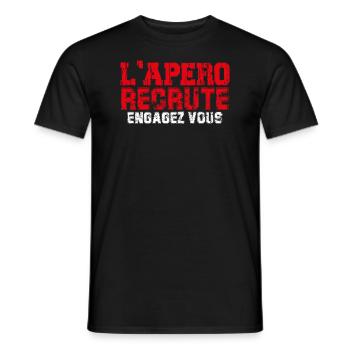 t-shirt l'apéro recrute engagez-vous cadeau apéro - T-shirt homme - noir - Devant - AI Model Male 178 light (178cm)