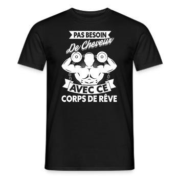 Pas besoin de cheveux avec ce corps de rêve - T-shirt homme - noir - Devant - AI Model Male 178 light (178cm)