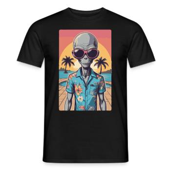 Alien with sunglasses - Men's T-Shirt - black - Front - AI Model Male 178 light (178cm)