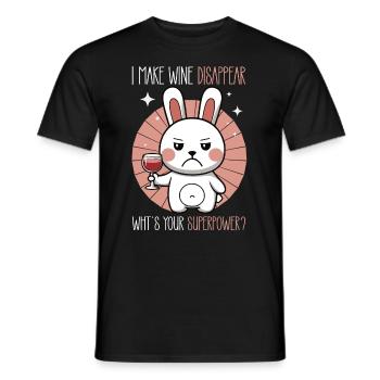 Je fais disparaître le vin lapin sarcastique - T-shirt homme - noir - Devant - AI Model Male 178 light (178cm)
