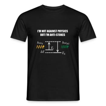 Physics Joke: Anti-Stokes Shift - Men's T-Shirt - black - Front - AI Model Male 178 light (178cm)