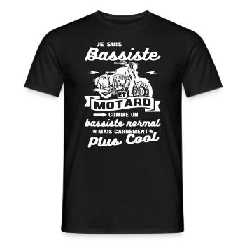 bassiste et motard moto - T-shirt homme - noir - Devant - AI Model Male 178 light (178cm)