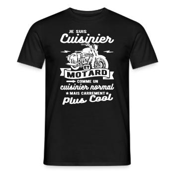 cuisinier et motard moto - T-shirt homme - noir - Devant - AI Model Male 178 light (178cm)