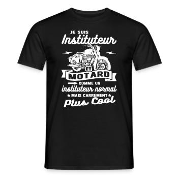 instituteur et motard moto - T-shirt homme - noir - Devant - AI Model Male 178 light (178cm)