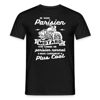 parisien et motard moto - T-shirt homme - noir - Devant - AI Model Male 178 light (178cm)