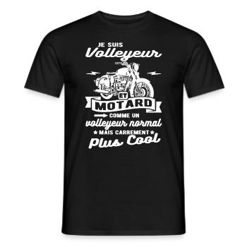 volleyeur et motard moto - T-shirt homme - noir - Devant - AI Model Male 178 light (178cm)