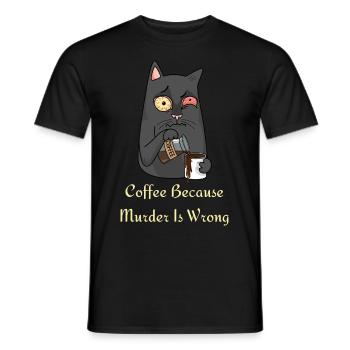T-shirt café - drôles de dictons de café avec chat - T-shirt homme - noir - Devant - AI Model Male 178 light (178cm)