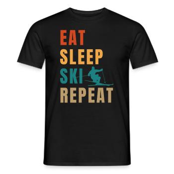 Manger dormir ski répéter - T-shirt homme - noir - Devant - AI Model Male 178 light (178cm)