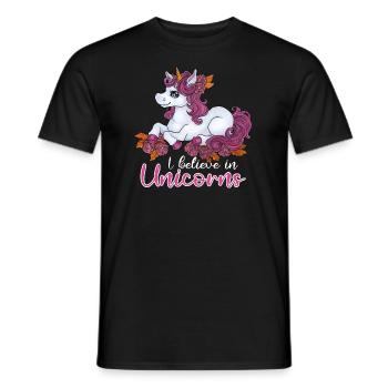 I believe in Unicorns Niedliches Einhorn Geschenk - Männer T-Shirt - Schwarz - Vorne - AI Model Male 178 light (178cm)
