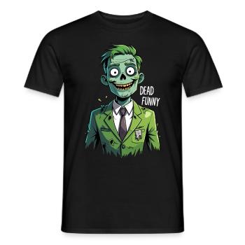 Lustiger Zombie im Anzug - Dead Funny - Männer T-Shirt - Schwarz - Vorne - AI Model Male 178 light (178cm)