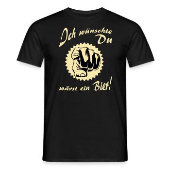 AD - ich wünschte DU wärst ein Bier - Alkohol - Männer T-Shirt - Schwarz - Vorne - AI Model Male 178 light (178cm)