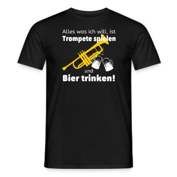 Trompete spielen und Bier trinken - Blasinstrument - Männer T-Shirt - Schwarz - Vorne - AI Model Male 178 light (178cm)
