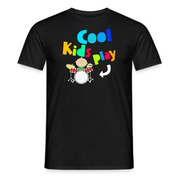 Cool Kids Play Drum Drumsticks Drummer - Men's T-Shirt - black - Front - AI Model Male 178 light (178cm)