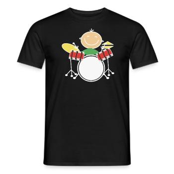 Kids play drums drumsticks drummer - Men's T-Shirt - black - Front - AI Model Male 178 light (178cm)