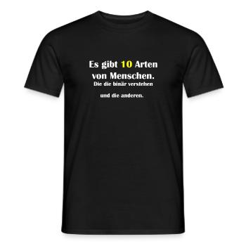 Es gibt 10 Arten von Menschen. Binär - Männer T-Shirt - Schwarz - Vorne - AI Model Male 178 light (178cm)