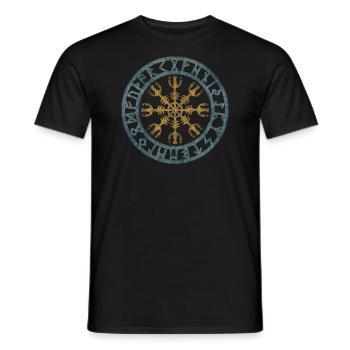 Vintage Helmet of Awe Viking Symbol Runes - Men's T-Shirt - black - Front - AI Model Male 178 light (178cm)
