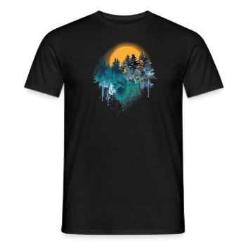 Sun behind firs nature - Men's T-Shirt - black - Front - AI Model Male 178 light (178cm)