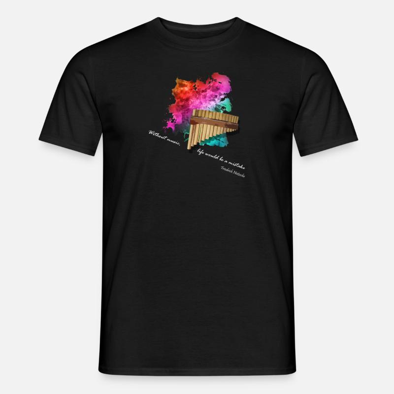Panflöte - Männer T-Shirt - Schwarz