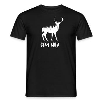 stay wild outdoor nature deer hiking hiking - Men's T-Shirt - black - Front - AI Model Male 178 light (178cm)