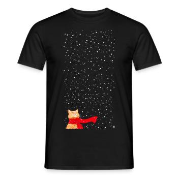 Schneekatze getigert (lang) - Männer T-Shirt - Schwarz - Vorne - AI Model Male 178 light (178cm)
