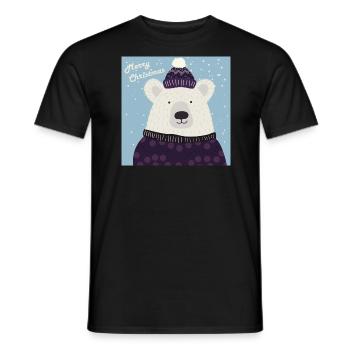 Christmas polar bear - Men's T-Shirt - black - Front - AI Model Male 178 light (178cm)
