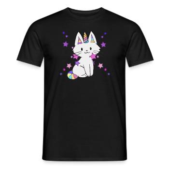 Chat licorne - T-shirt homme - noir - Devant - AI Model Male 178 light (178cm)
