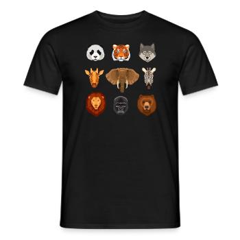 Animals Wilderness Panda Lion Wolf Giraffe Bear Gift - Men's T-Shirt - black - Front - AI Model Male 178 light (178cm)
