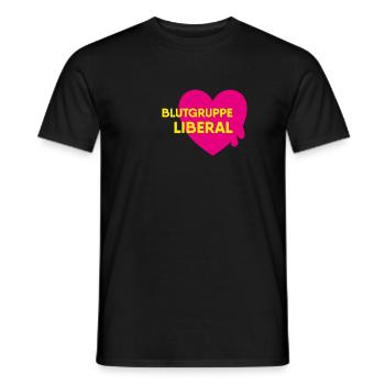 Blood group Liberal - FDP JuLis Young Liberals - Men's T-Shirt - black - Front - AI Model Male 178 light (178cm)