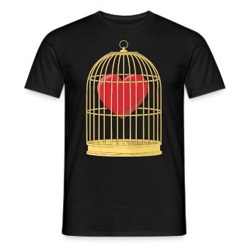 CAGED HEART - CŒUR DANS LA CAGE - T-shirt homme - noir - Devant - AI Model Male 178 light (178cm)