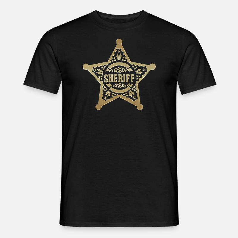 Sheriffstern, Sheriff, Stern, Karneval, Fasching - Männer T-Shirt - Schwarz