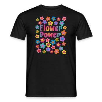 Flower Power Blume Blumenpower Happy Life - Männer T-Shirt - Schwarz - Vorne - AI Model Male 178 light (178cm)