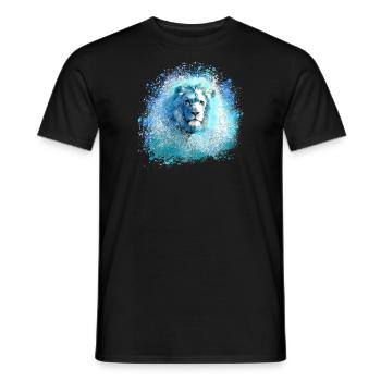 lion, lion's head, graffiti, painting, blue - Men's T-Shirt - black - Front - AI Model Male 178 light (178cm)