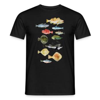 Poissons de la mer - T-shirt homme - noir - Devant - AI Model Male 178 light (178cm)
