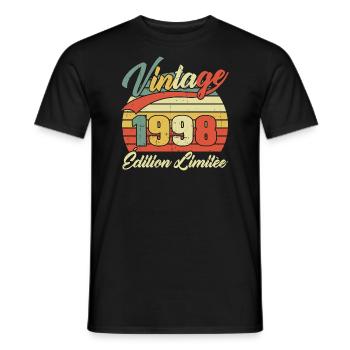 Vintage 1998 Limited Edition Birthday Gift - Men's T-Shirt - black - Front - AI Model Male 178 light (178cm)