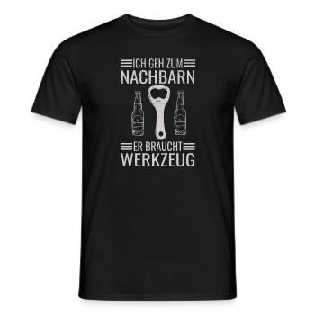 Bier Ich Geh Zum Nachbarn Er Braucht Werkzeug - Männer T-Shirt - Schwarz - Vorne - AI Model Male 178 light (178cm)