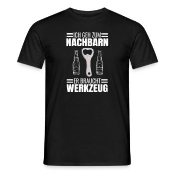 Bier Ich Geh Zum Nachbarn Er Braucht Werkzeug - Männer T-Shirt - Schwarz - Vorne - AI Model Male 178 light (178cm)