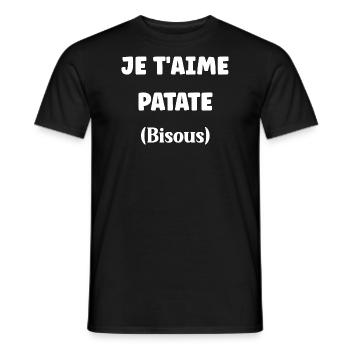 je t'aime patate - T-shirt homme - noir - Devant - AI Model Male 178 light (178cm)